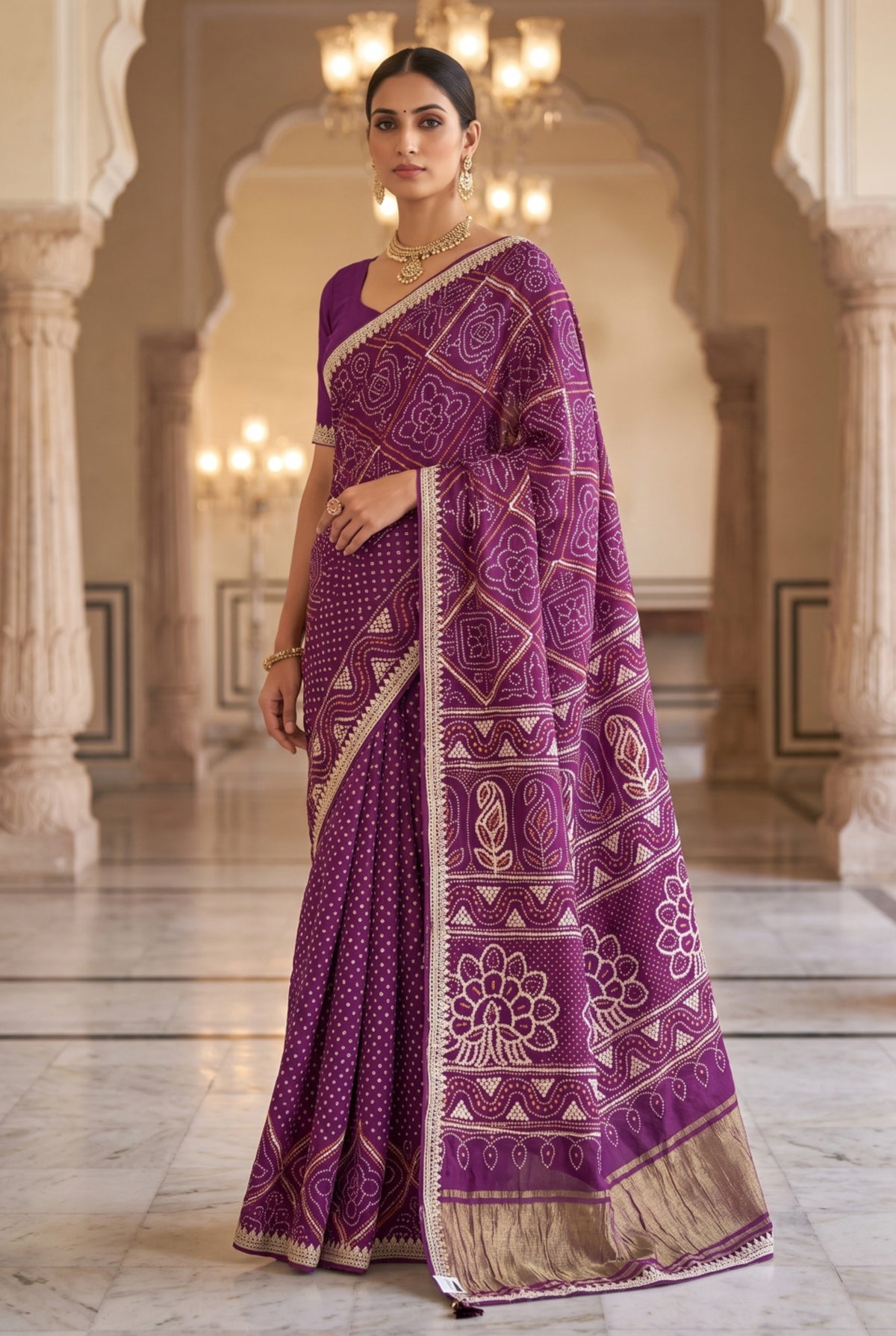 Gota Patti Saree with Gharchola Pattern