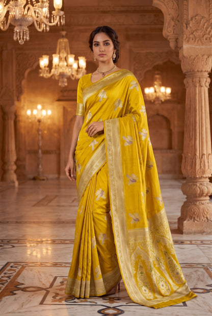 Banarasi Silk Saree with Bird Motif Weaving
