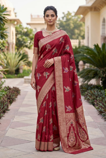 Banarasi Silk Saree with Bird Motif Weaving