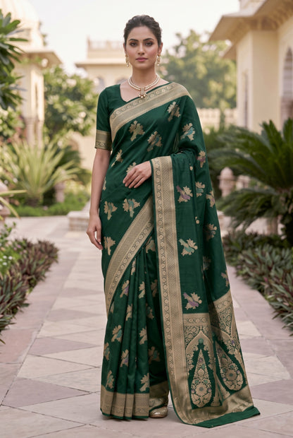 Banarasi Silk Saree with Bird Motif Weaving
