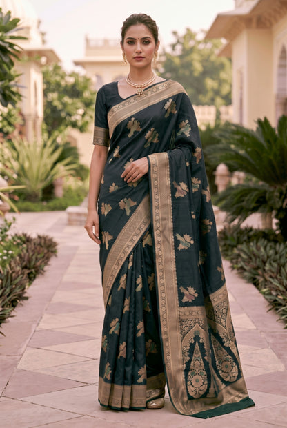Banarasi Silk Saree with Bird Motif Weaving