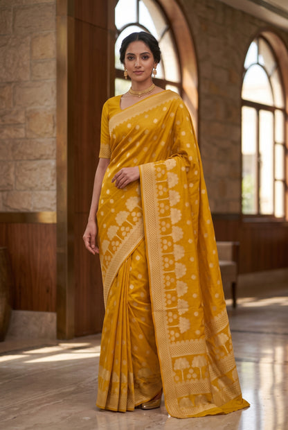 Banarasi Silk Saree with Zari Tree Motif Border