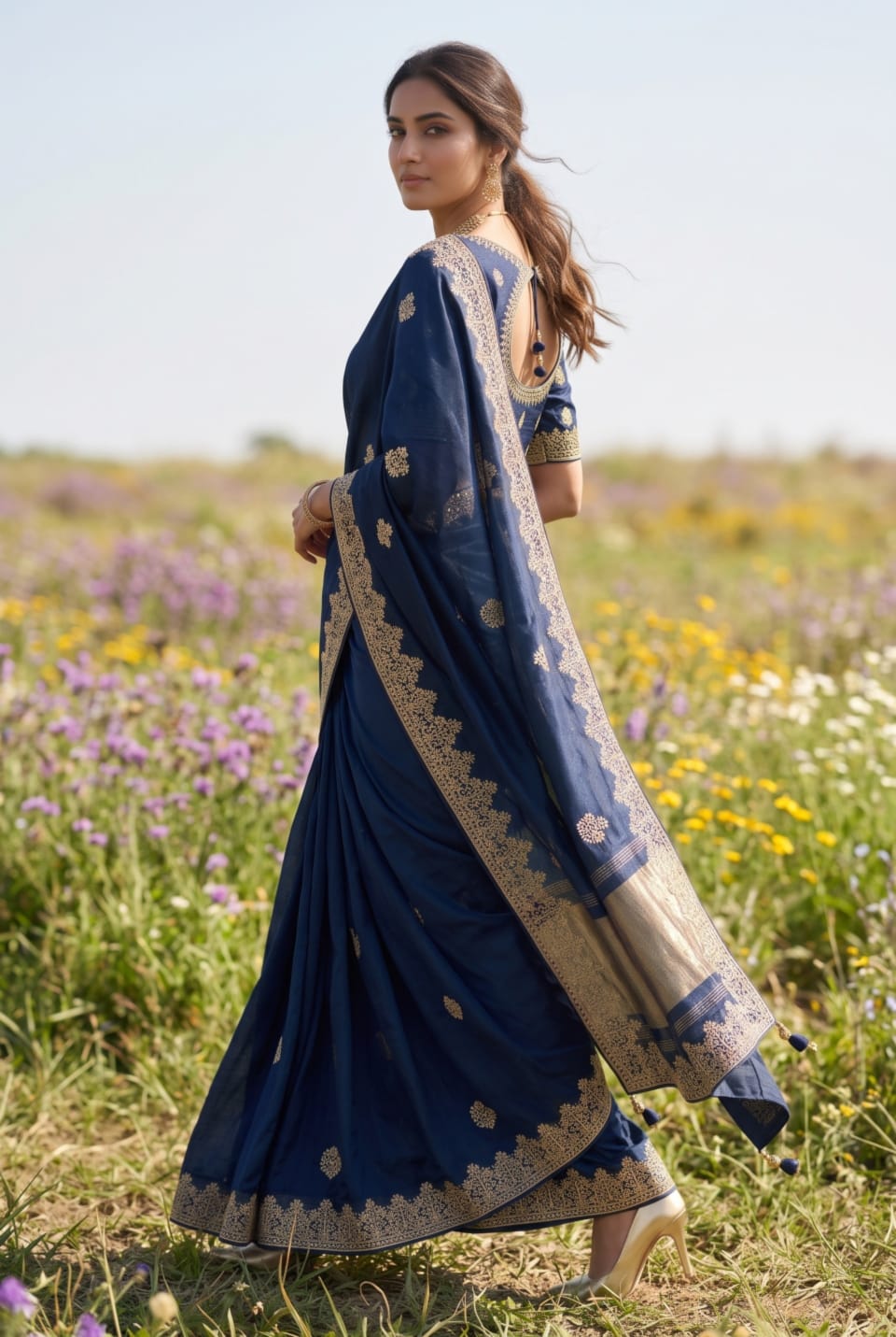 Gota Patti Work Mashru Silk Saree | Peshni