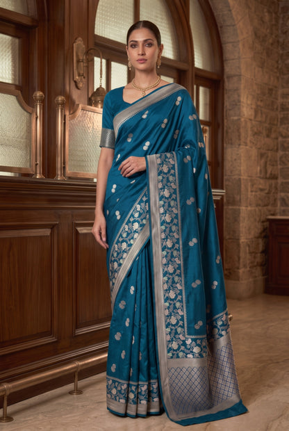 Banarasi Mashru Silk Saree with Gold Zari Weaving