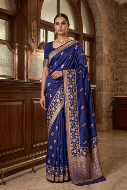 Banarasi Mashru Silk Saree with Gold Zari Weaving