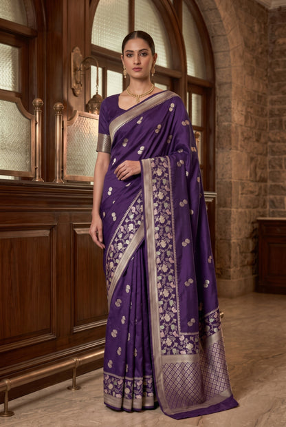 Banarasi Mashru Silk Saree with Gold Zari Weaving
