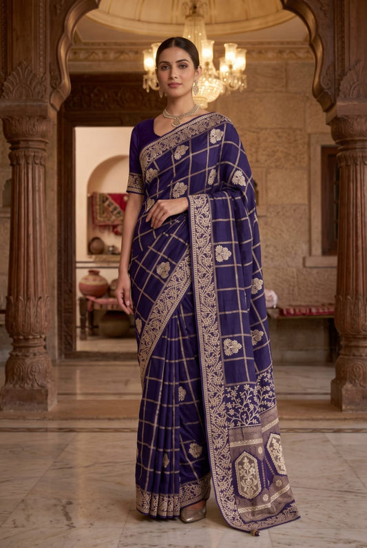 Gota Patti Handwork Silk Saree - Ivory Gold