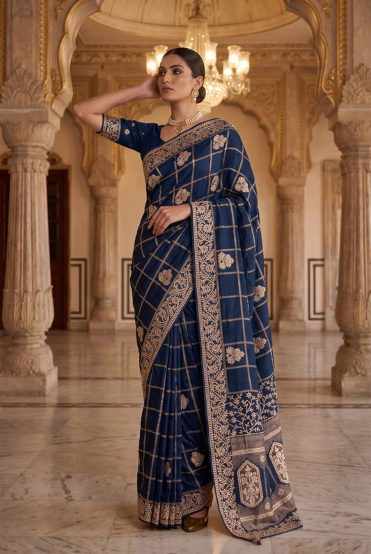 Gota Patti Handwork Silk Saree - Ivory Gold