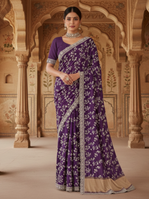 Floral Jaal Gotta Silk Saree – Wedding Wear
