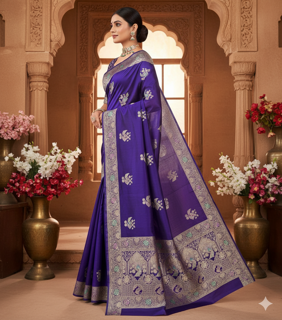 Gemini_Generated_Image_2fu7p2fu7p2fu7p2 Vriksh Mayur Banarasi Mashru Silk Saree – Wedding Wear - Image 2