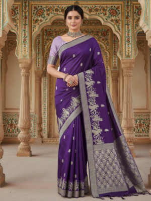 Mayur Milan Russian Silk Saree – Festive Wear