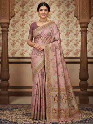 Gulab Mayur Pashmina Silk Saree – Festive Wear
