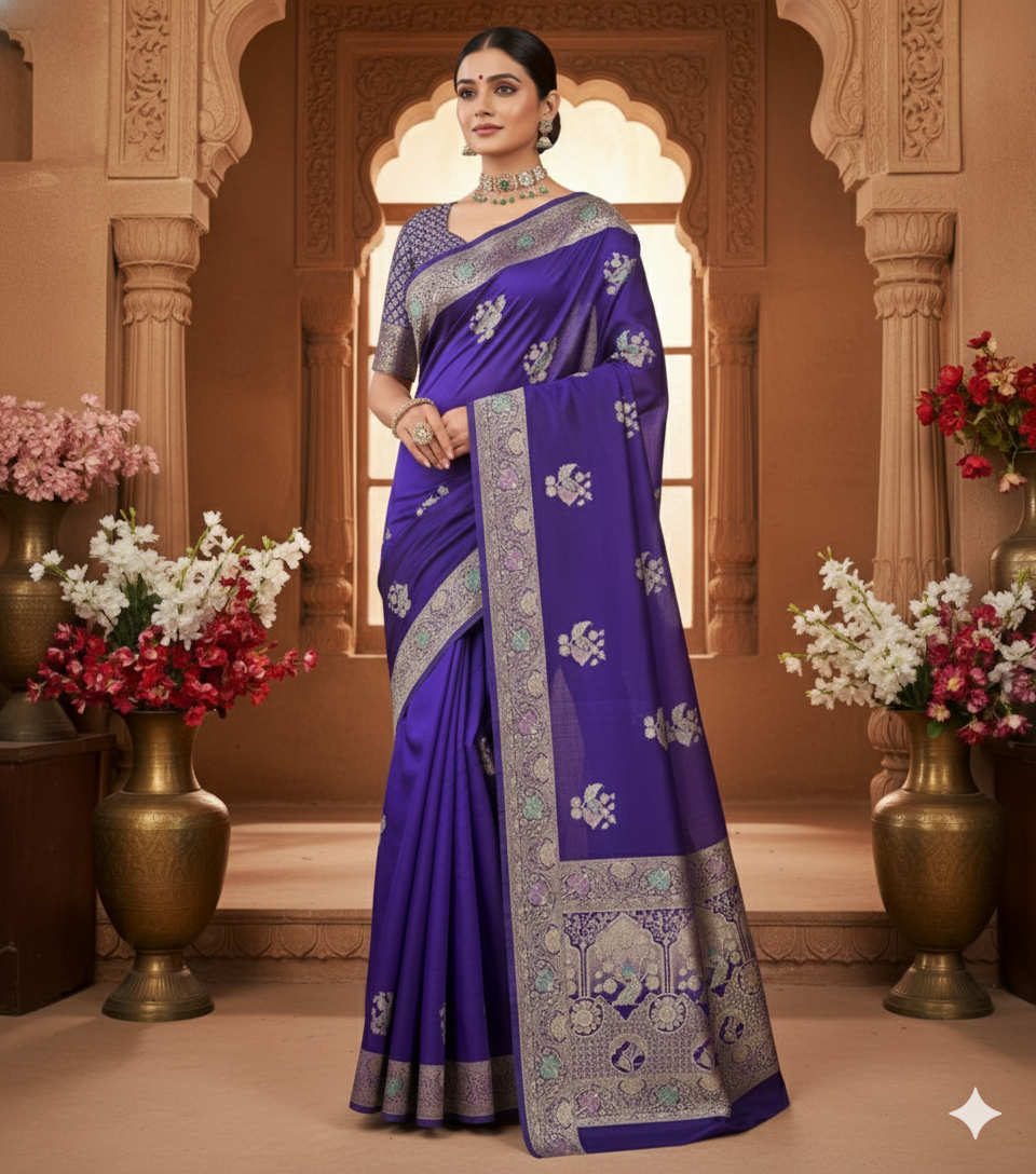Gemini_Generated_Image_87lrjh87lrjh87lr Vriksh Mayur Banarasi Mashru Silk Saree – Wedding Wear