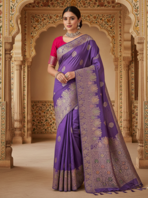 Saujanya Motif Russian Silk Saree – Party Wear