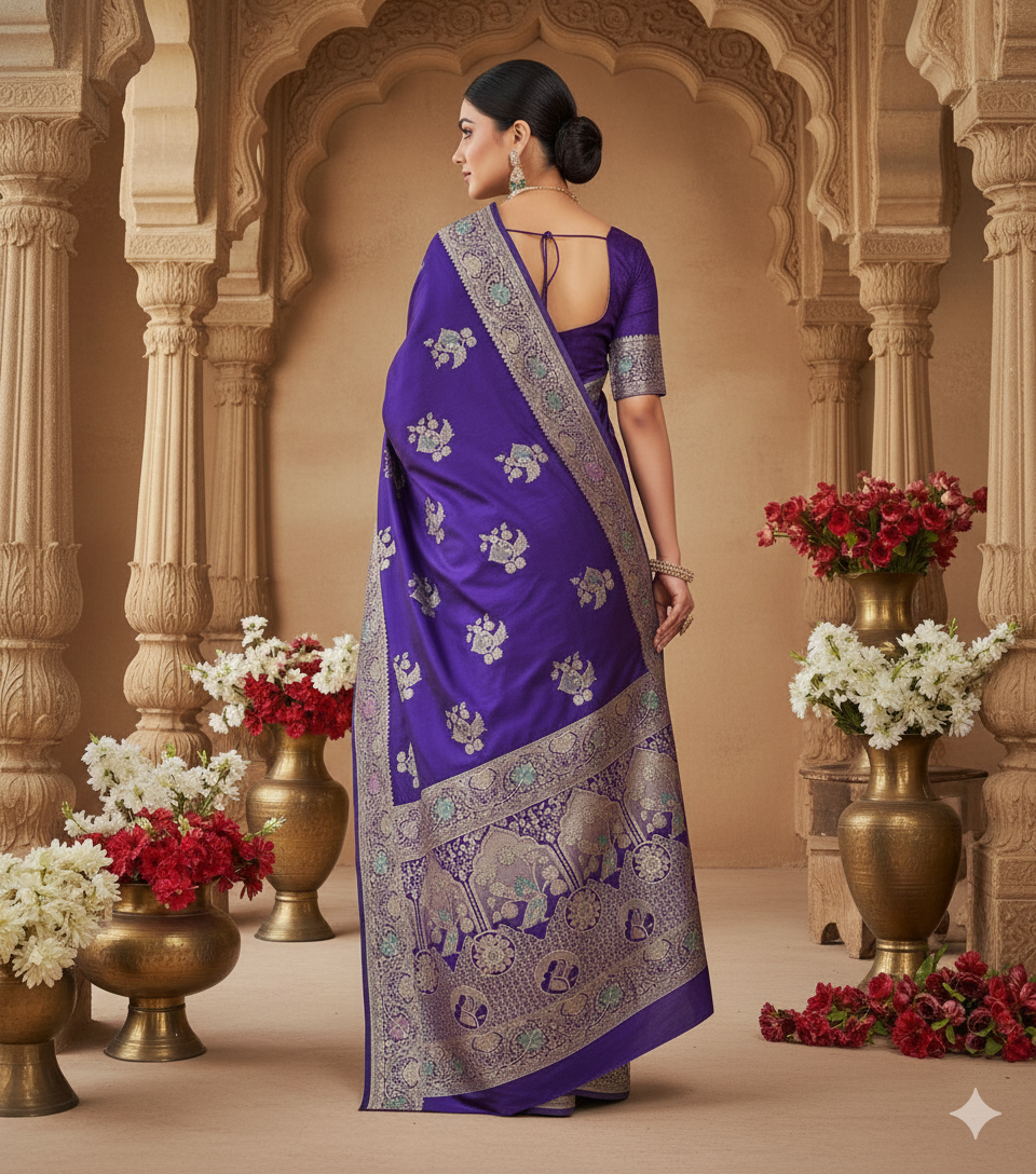 Gemini_Generated_Image_aoi3zaoi3zaoi3za Vriksh Mayur Banarasi Mashru Silk Saree – Wedding Wear - Image 3
