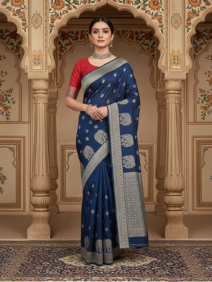 Gajraj Motif Russian Silk Saree – Festive Wear