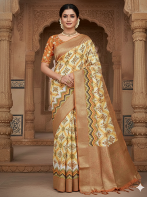 Ritu Position Print Silk Saree – Festive Wear