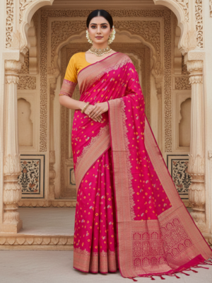 Mayur Butta Bandhej Silk Saree – Wedding Wear