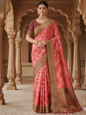 Patra Position Print Silk Saree – Festive Wear
